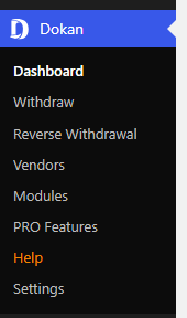 Dokan Dashboard Menu